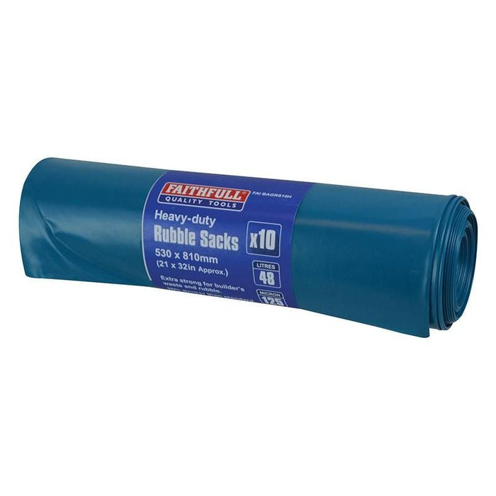 Faithfull Blue Heavy-Duty Rubble Sacks (Roll 10) Faithfull - Dynamic Drive