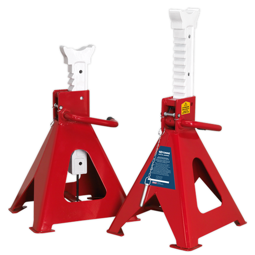 Sealey AXLe Stands (Pair) 10 Tonne Capacity per Stand Auto Rise Ratchet AAS10000 Sealey - Dynamic Drive