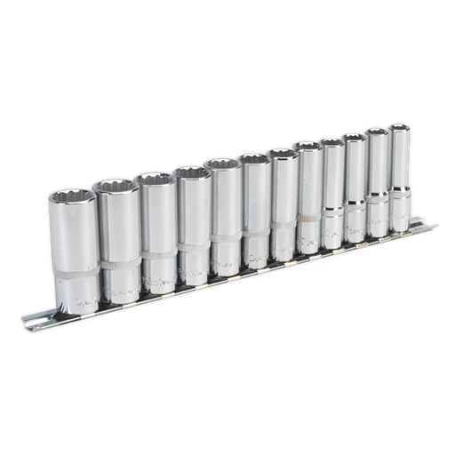 Sealey Socket Set 12pc 3/8"Sq Drive 12pt Deep WallDrive Metric AK2683 Sealey - Dynamic Drive