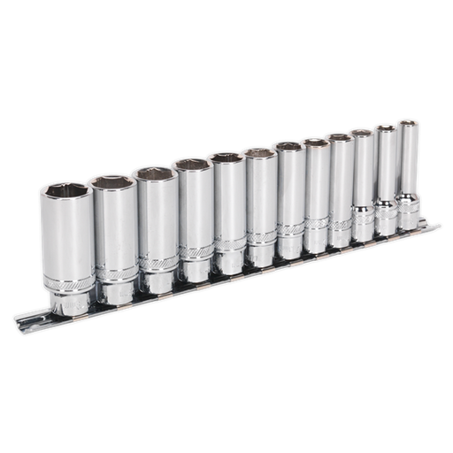 Sealey Socket Set 12pc 3/8"Sq Drive Deep Lock-Onï 6pt Metric AK2744 Sealey - Dynamic Drive