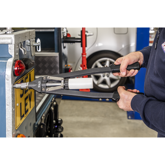 Sealey Long-Arm Riveter with Collection Bowl Heavy-Duty AK3981 Sealey - Dynamic Drive