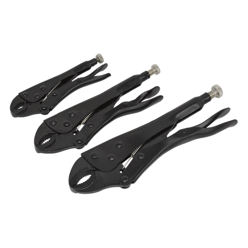 Sealey Locking Pliers Set 3pc Rust Resistant AK668 Sealey - Dynamic Drive