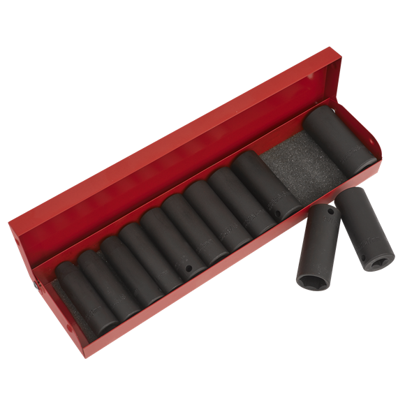 Sealey Impact Socket Set 12pc Deep 3/8"Sq Drive Metric/Imperial AK683 Sealey - Dynamic Drive