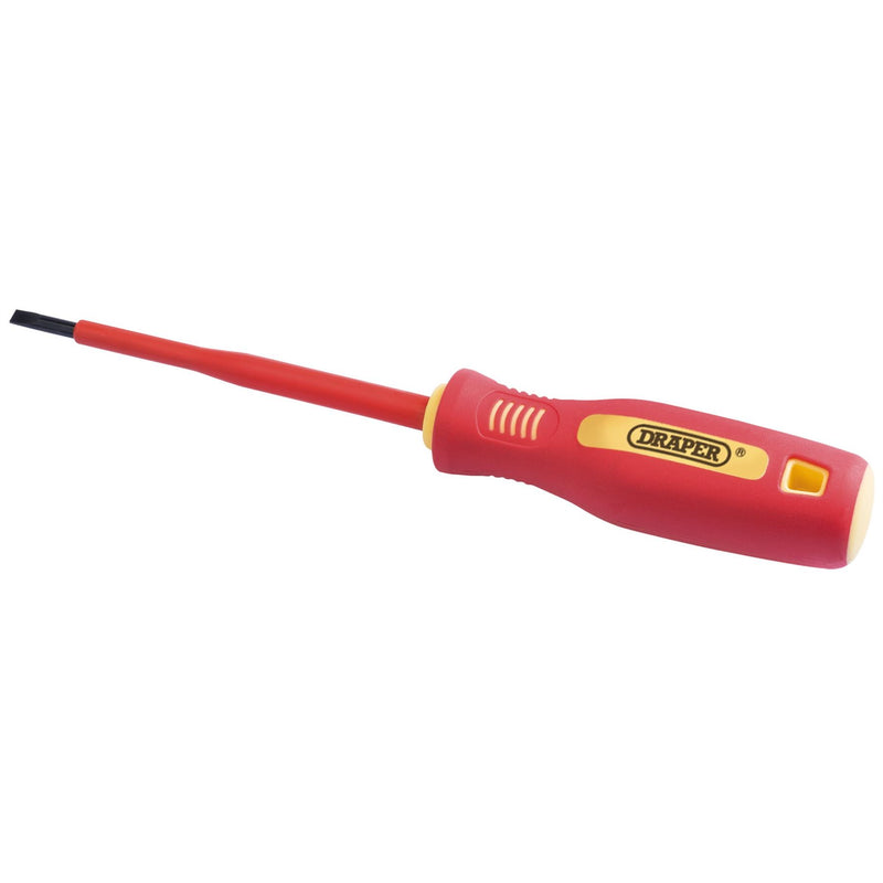 Draper Fully Insulated Plain Slot Screwdriver, 4 x 100mm (Sold Loose) 46523 Draper - Dynamic Drive