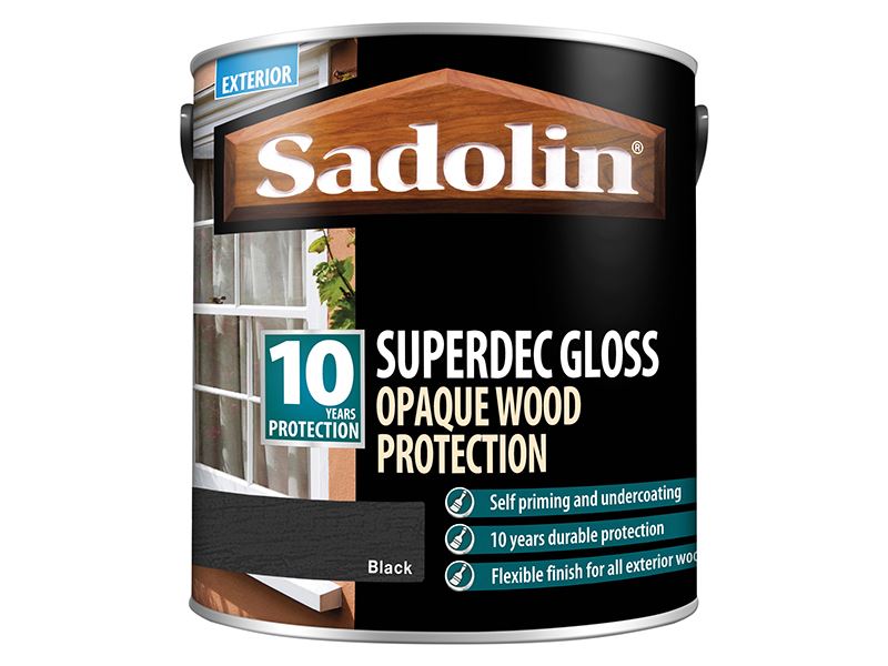 Sadolin Superdec Opaque Wood Protection Black Gloss 2.5 litre Sadolin - Dynamic Drive