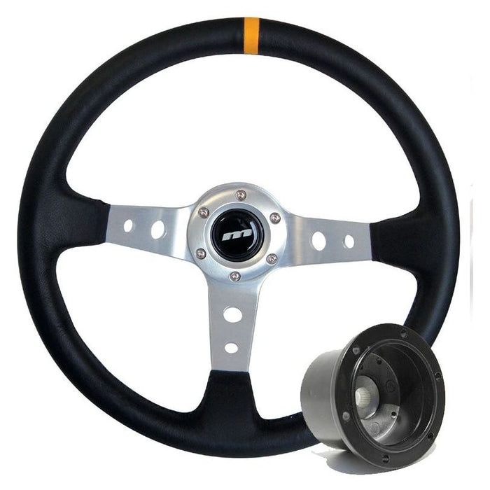 340mm Black Alcantara Moulded Steering Wheel + Boss fits Peugeot 605 1990>1996 Mountney Classic - Dynamic Drive