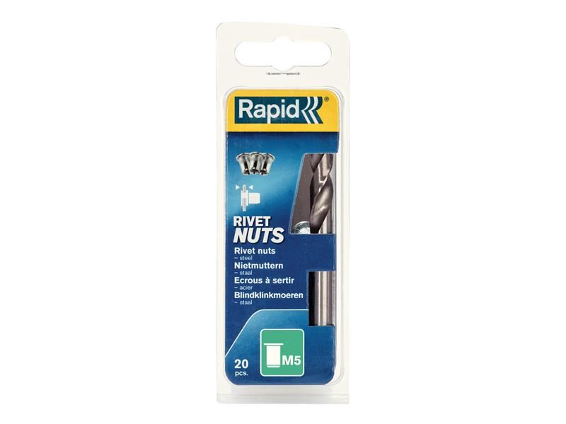Rapid Steel Rivet Nuts M5 (Pack 20 + Free Drill Bit) Rapid - Dynamic Drive