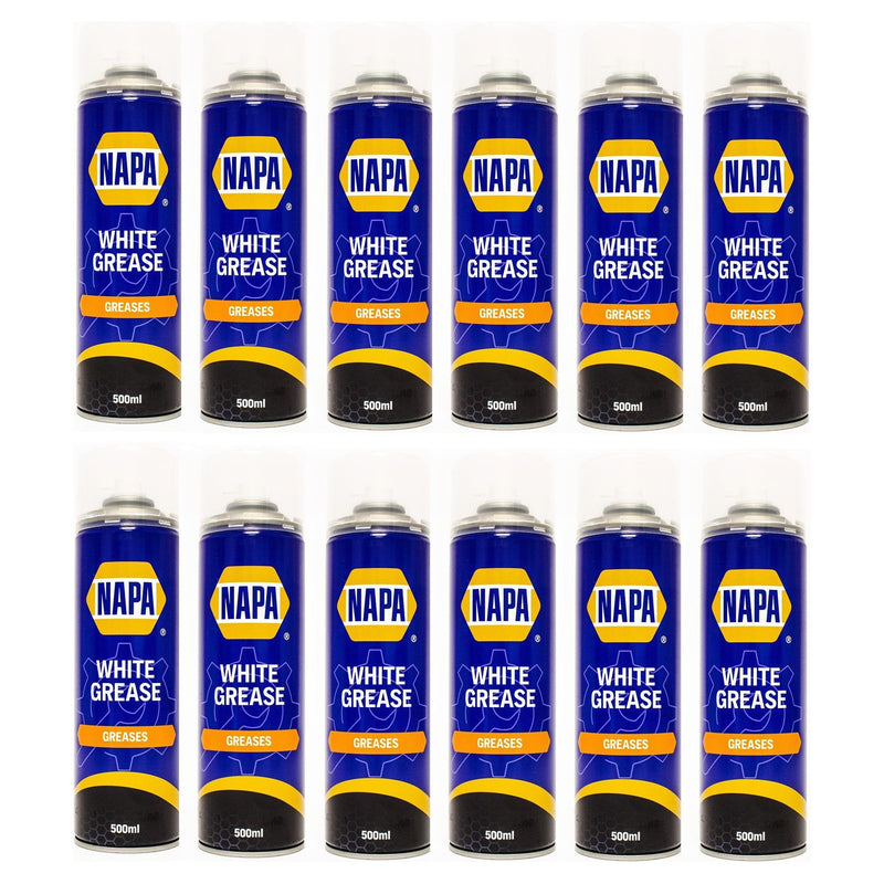 12x NAPA High Performance White Lithuim Grease 500ml Lubrication Spray Aerosol NAPA - Dynamic Drive