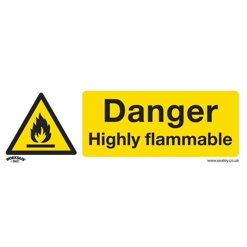Sealey Warning Safety Sign Danger Highly Flammable Self-Adhesive Vinyl Sealey - Dynamic Drive