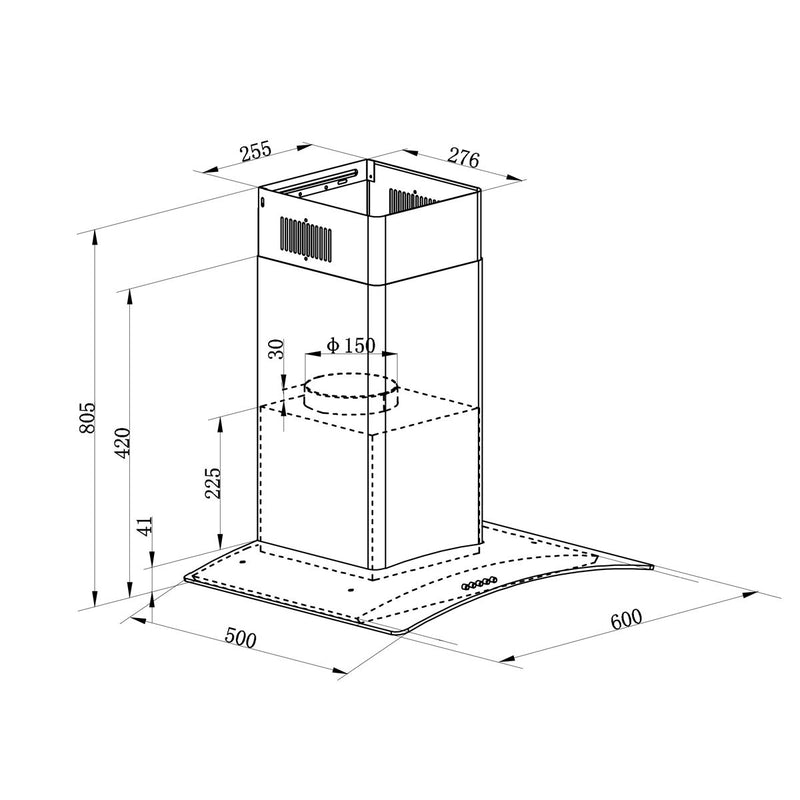 Baridi Curved Glass Cooker Hood Carbon Filters & LED Lights 60cm Stainless Steel Baridi - Dynamic Drive