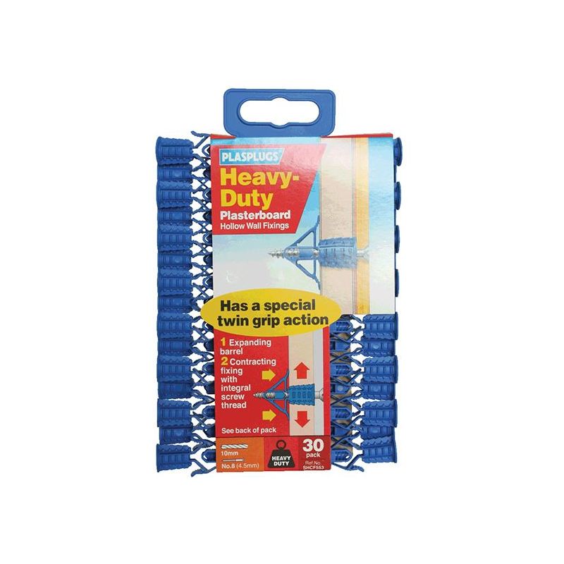 Plasplugs HCF 553 Heavy-Duty Plasterboard Fixings Pack of 30 Plasplugs - Dynamic Drive
