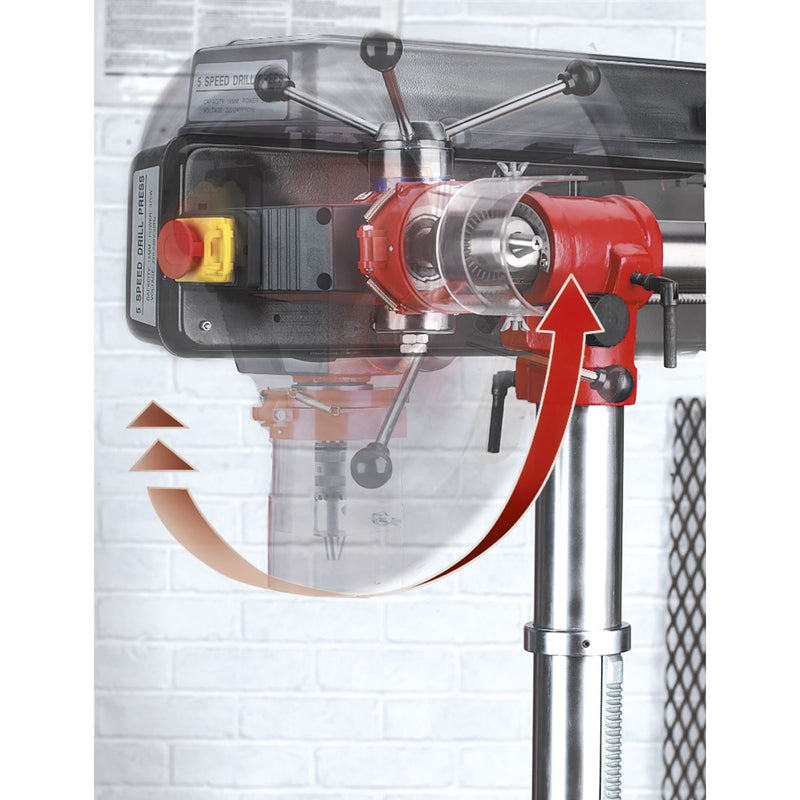 Sealey Radial Pillar Drill Floor 5-Speed 1620mm Height 550W/230V GDM1630FR Sealey - Dynamic Drive