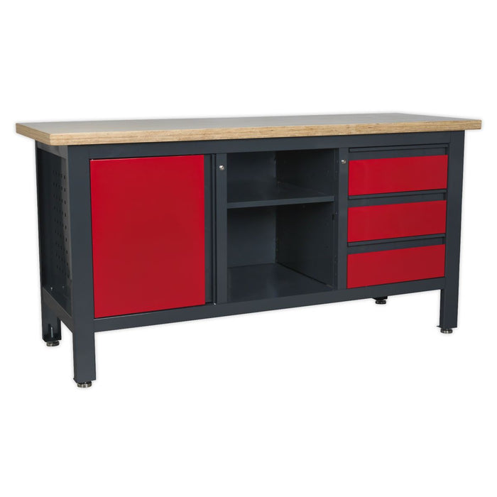 Sealey Workstation with 3 Drawers 1 Cupboard & Open Storage AP1905B Sealey - Dynamic Drive