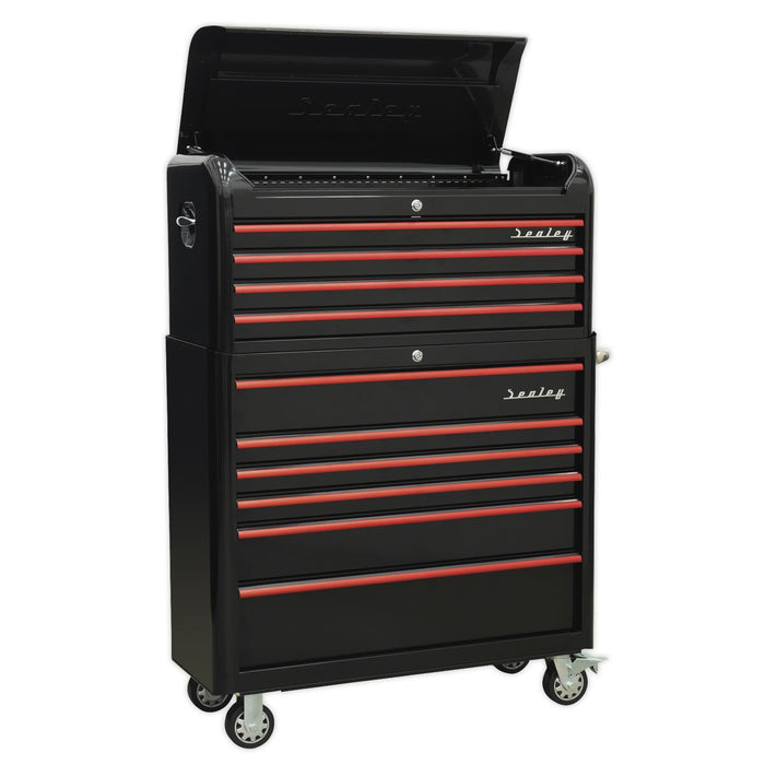 Sealey Retro Style Extra-Wide Topchest & Rollcab Combination 10 Drawer-Black wit Sealey - Dynamic Drive