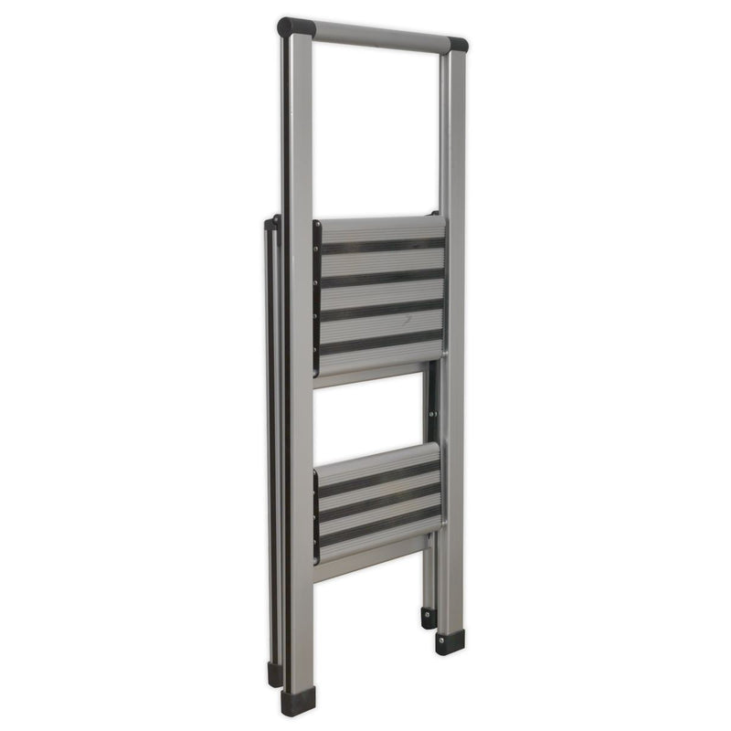 Sealey Aluminium Professional Folding Step Ladder 2-Step 150kg Capacity APSL2 Sealey - Dynamic Drive