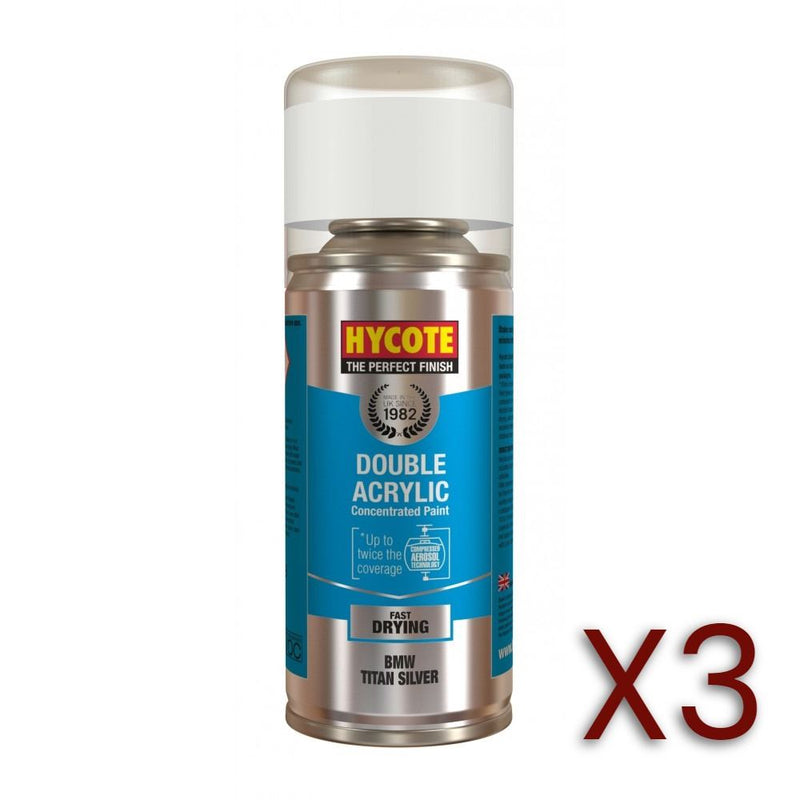 3x Hycote Aerosol Paint for Bmw Titan/Titanium Silver (Metallic)150ml Hycote - Dynamic Drive