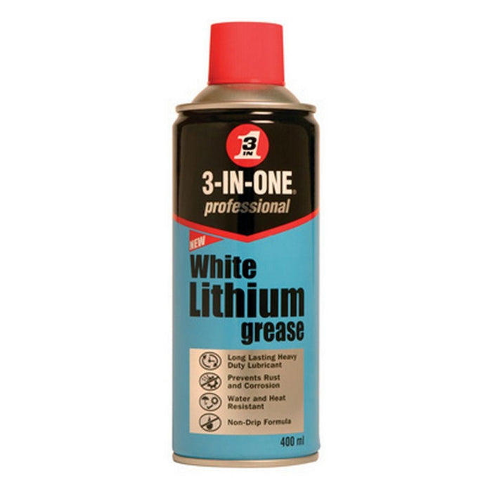 3 In One White Lithium Grease Spray 400ml Long lasting Lubrication for Metal & 3-In-One - Dynamic Drive