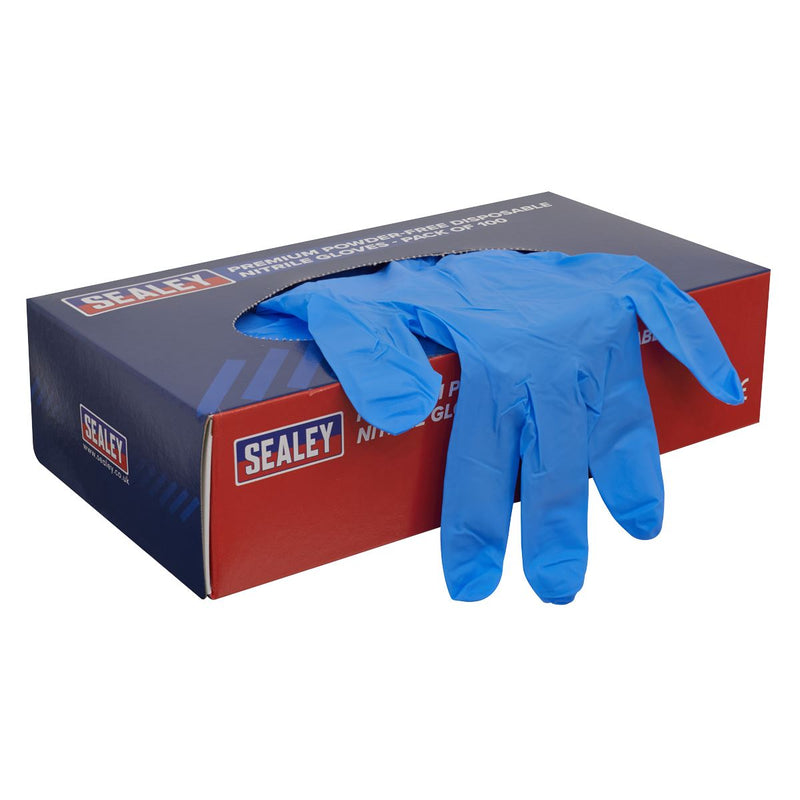 Sealey Premium Powder-Free Disposable Nitrile Gloves Large Pack of 100 SSP55L Sealey - Dynamic Drive