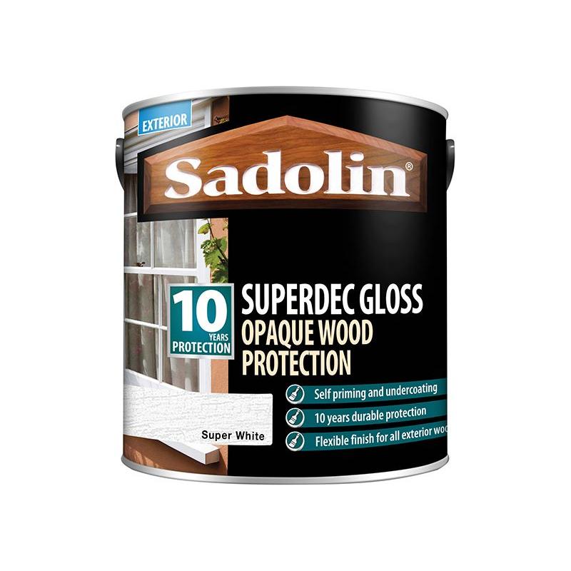 Sadolin Superdec Opaque Wood Protection Super White Gloss 2.5 litre Sadolin - Dynamic Drive
