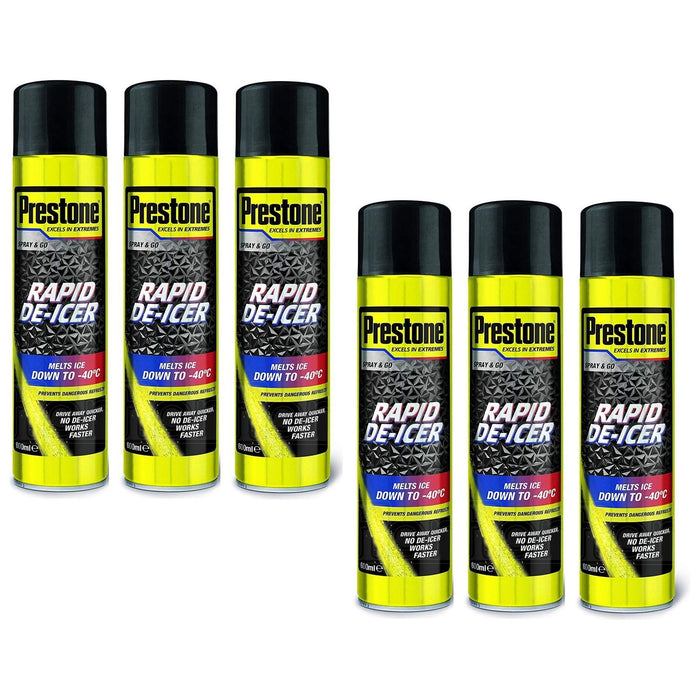 6x Prestone Car Rapid De-Icer Melts Windscreen Ice Frost Snow Aerosol Deicer Prestone - Dynamic Drive