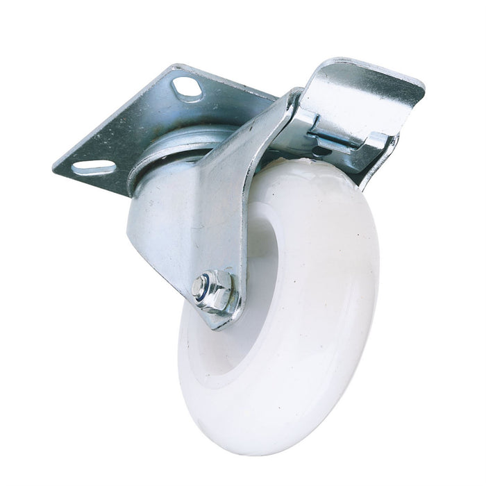 Draper Swivel Plate Fixing Nylon Wheel with Brake, 75mm Diameter, S.W.L. 70kg Draper - Dynamic Drive