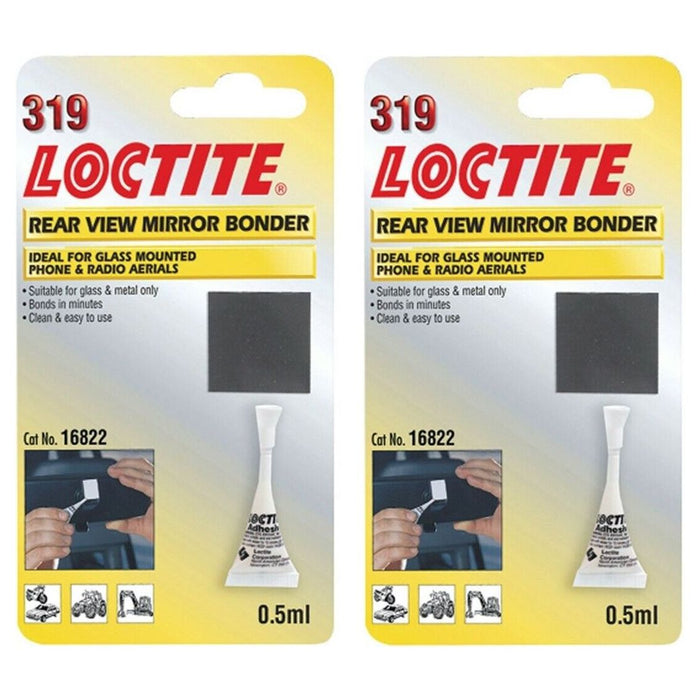 2x 1 x Loctite Car Rear View Interior Mirror Glue & Aerial Bonder Adhesive AA319 Loctite - Dynamic Drive