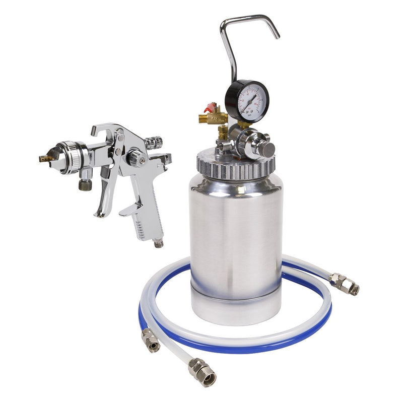 Sealey HVLP Pressure Pot System with Spray Gun & Hoses 1.7mm Set-Up HVLP-79/P Sealey - Dynamic Drive