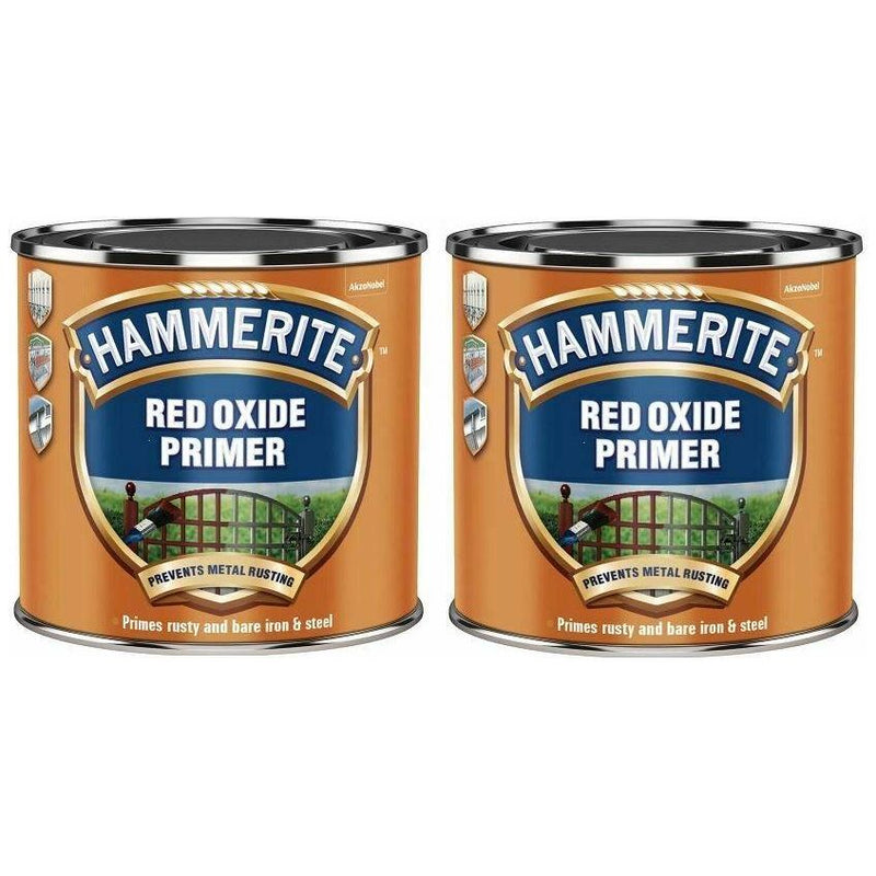 2x Hammerite Red Oxide Primer For Metal BBQ Garage Door & Radiator 250ml Hammerite - Dynamic Drive