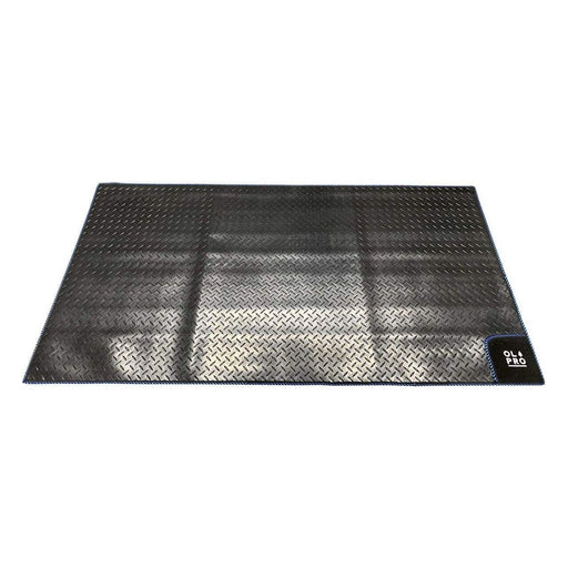 Olpro Awning Tunnel Mat 1500mm x 800mm Black Rubber checker board with Blue Edge Trim Olpro - Dynamic Drive