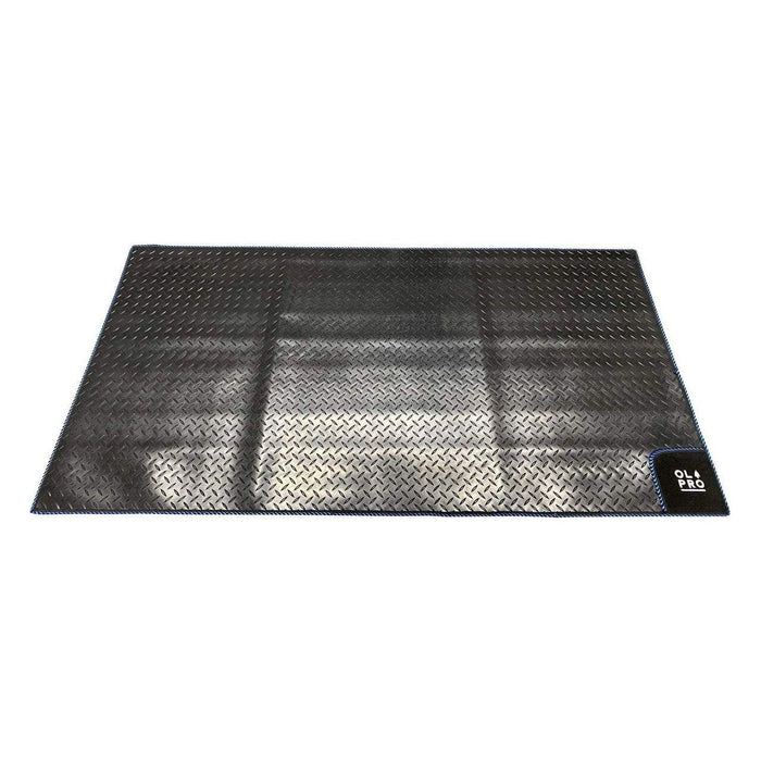 Olpro Awning Tunnel Mat 1500mm x 800mm Black Rubber checker board with Blue Edge Trim Olpro - Dynamic Drive