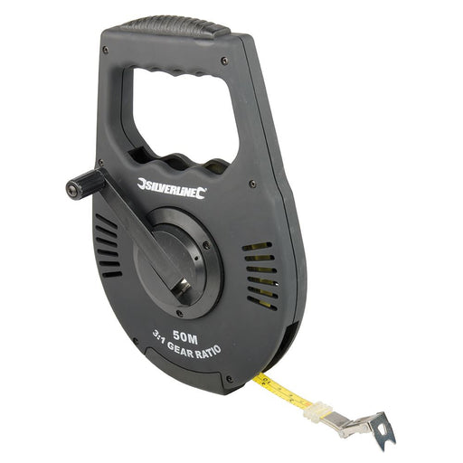 Silverline Geared Surveyors Tape 50m / 165ft x 12mm Silverline - Dynamic Drive