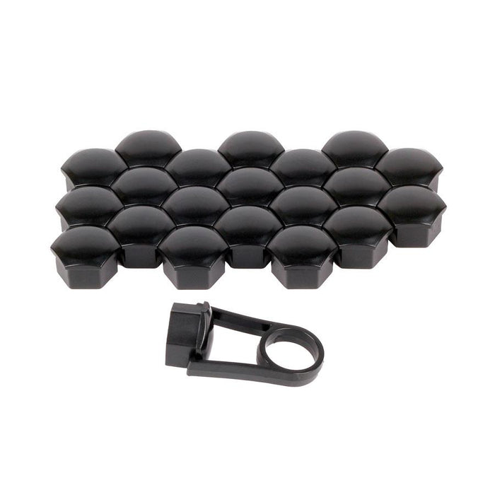 Versaco 19mm Black Alloy Wheel Nut Bolt Covers Caps Universal Set For Any Car Versaco - Dynamic Drive