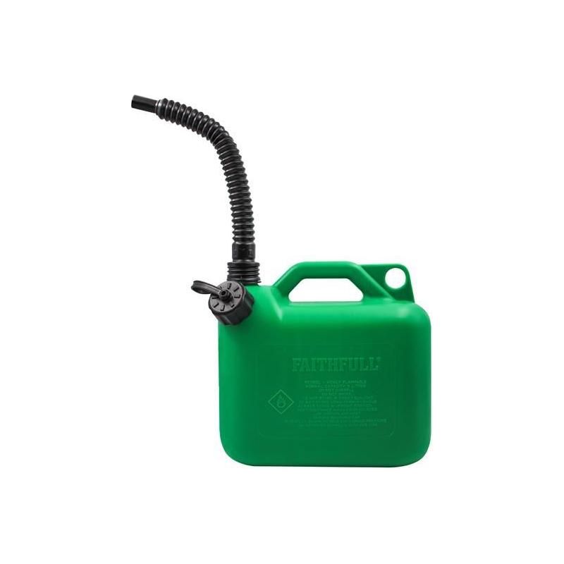 Faithfull Plastic Fuel Can Green 5 litre Faithfull - Dynamic Drive