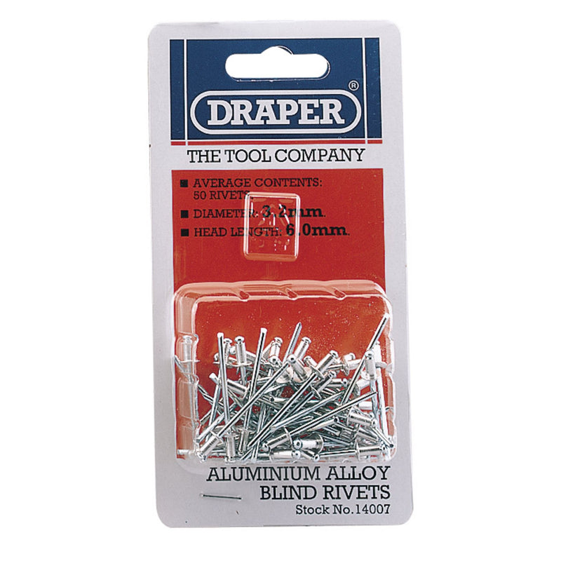 Draper Blind Rivets, 3.2 x 5.2mm (50 Piece) 14007 Draper - Dynamic Drive