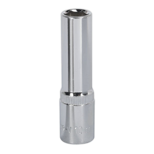 Sealey WallDrive Socket 10mm Deep 3/8"Sq Drive Fully Polished SP3810D Sealey - Dynamic Drive