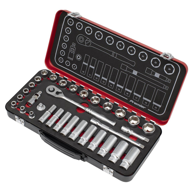 Sealey Premier Platinum Premier Platinum Socket Set 3/8"Sq Drive 32pc AK7922 Sealey Premier Platinum - Dynamic Drive
