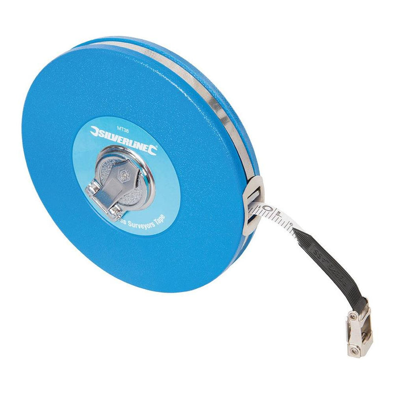 Silverline Fibreglass Surveyors Tape 30m / 100ft x 13mm Silverline - Dynamic Drive