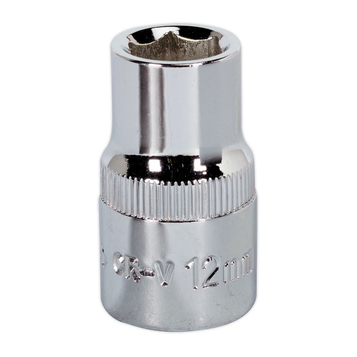 Sealey WallDrive Socket 12mm 1/2"Sq Drive Fully Polished SP1212 Sealey - Dynamic Drive