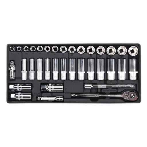 Sealey Tool Tray with Socket Set 35pc 3/8"Sq Drive TBT20 Sealey - Dynamic Drive
