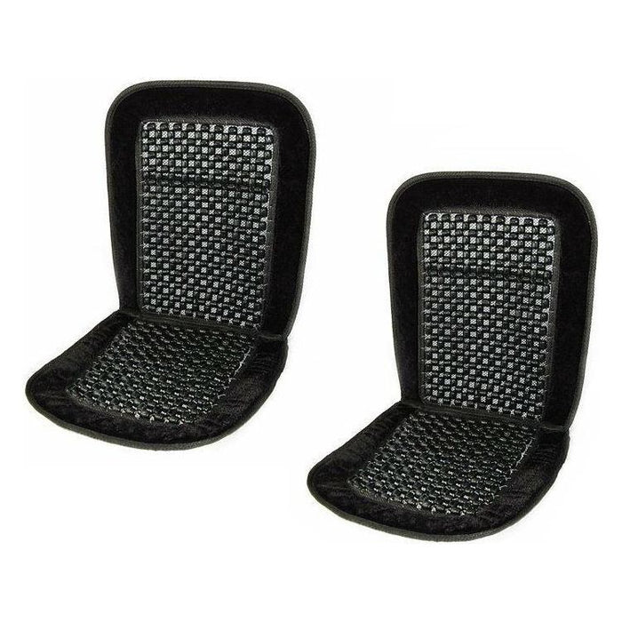 2x Car, Van & Lorry Massage Back Black Wooden Bead Beaded Seat Cover Cushion Streetwize - Dynamic Drive