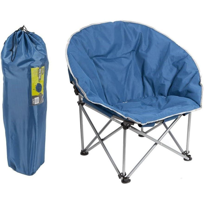 Blue Adult Bucket Camping Chair Padded High Back Folding Orca Moon Chair & Bag Summit - Dynamic Drive