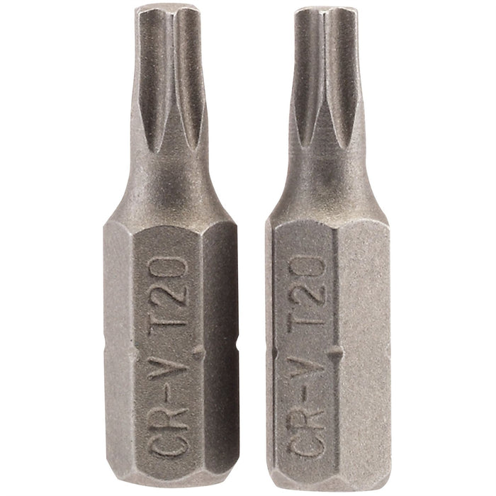 Draper TX-STAR Insert Bit, 1/4" Hex, 25mm Long, T20 (Pack of 2) Draper - Dynamic Drive