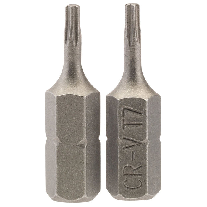 Draper TX-STAR Insert Bit, 1/4" Hex, 25mm Long, T7 (Pack of 2) Draper - Dynamic Drive