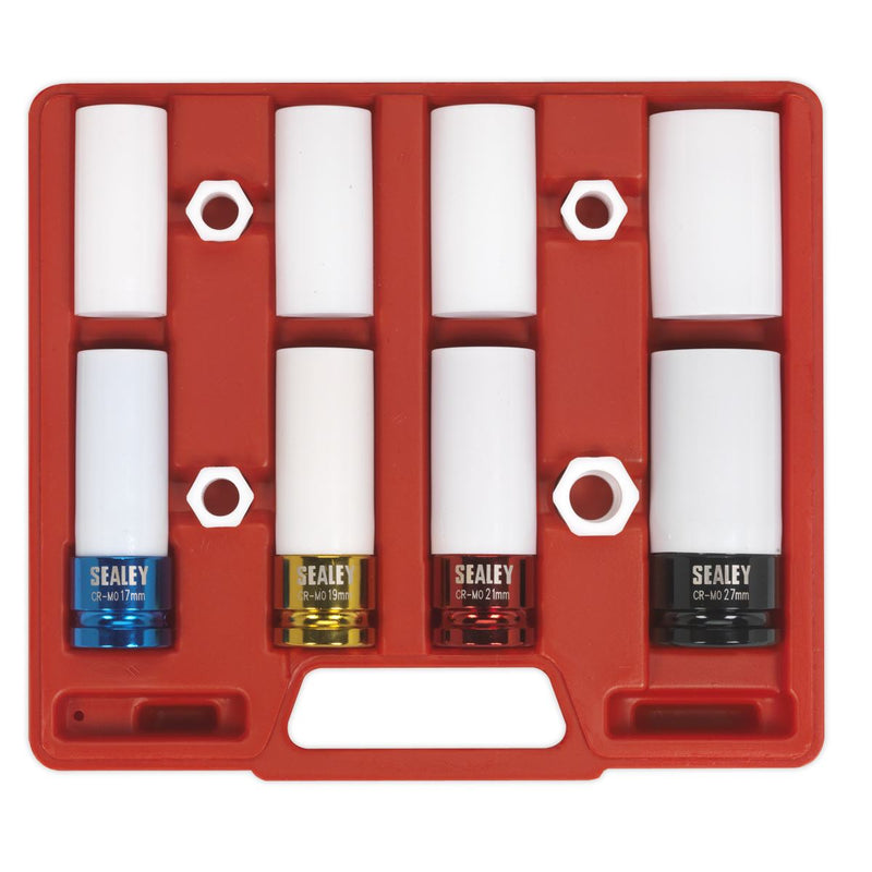 Sealey Alloy Wheel Impact Socket Set 4pc 1/2"Sq Drive SX030 Sealey - Dynamic Drive