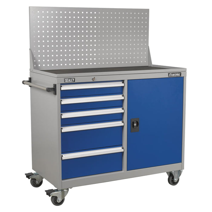 Sealey Industrial Mobile Workstation 5 Drawer & 1 Shelf Locker API1103A Sealey - Dynamic Drive