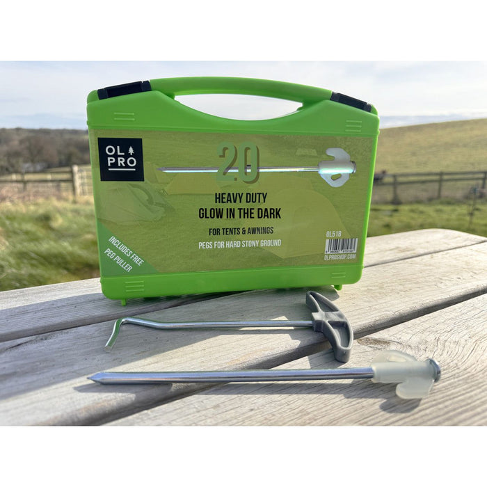 Olpro Case of 20 Glow in the dark Pegs with Peg Puller Olpro - Dynamic Drive
