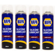 4x NAPA Silicone Lubricant Aerosol Spray Grease Can Water Resistant 500ml NAPA - Dynamic Drive
