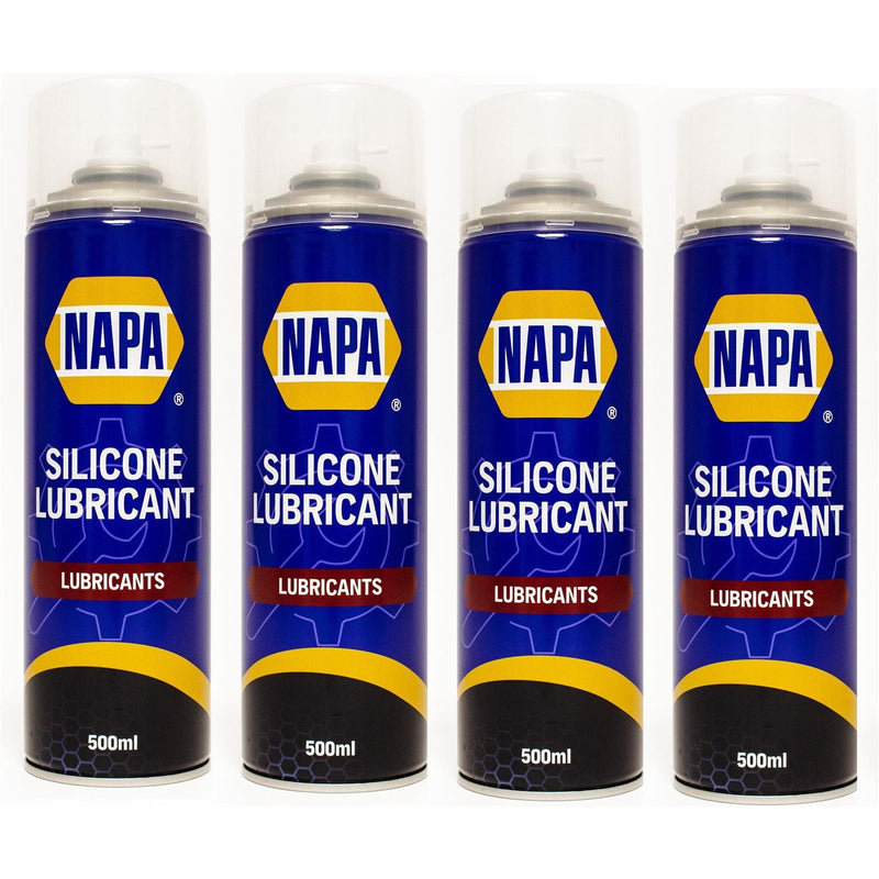 4x NAPA Silicone Lubricant Aerosol Spray Grease Can Water Resistant 500ml NAPA - Dynamic Drive
