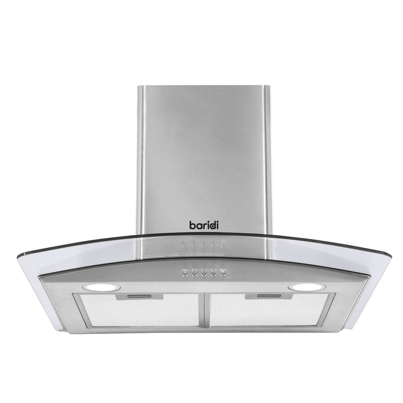 Baridi Curved Glass Cooker Hood Carbon Filters & LED Lights 60cm Stainless Steel Baridi - Dynamic Drive