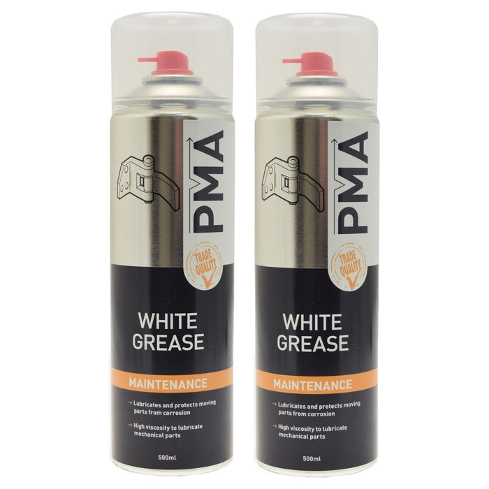 2 x PMA White Calcium Grease Multi Purpose PTFE Lubricant Aerosol Spray WHGR PMA - Dynamic Drive